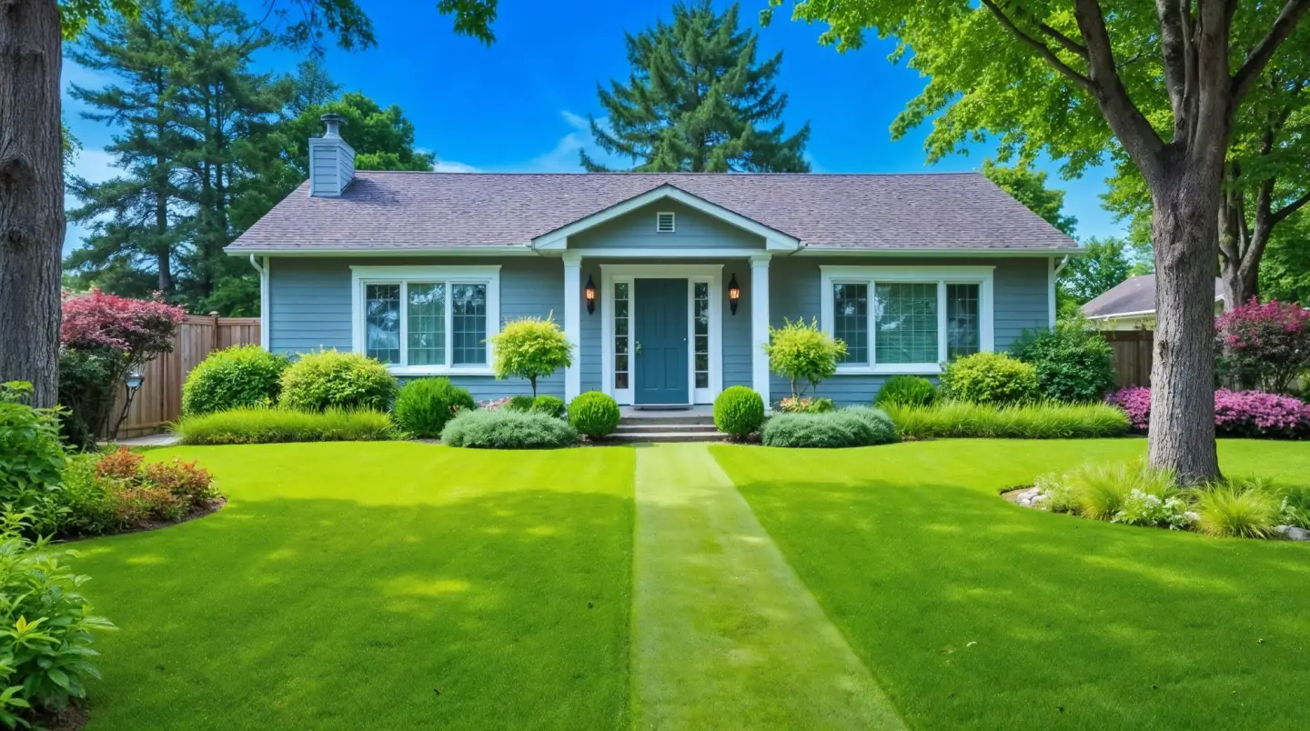 Beautiful Montclair, NJ home with a professionally landscaped green lawn and garden